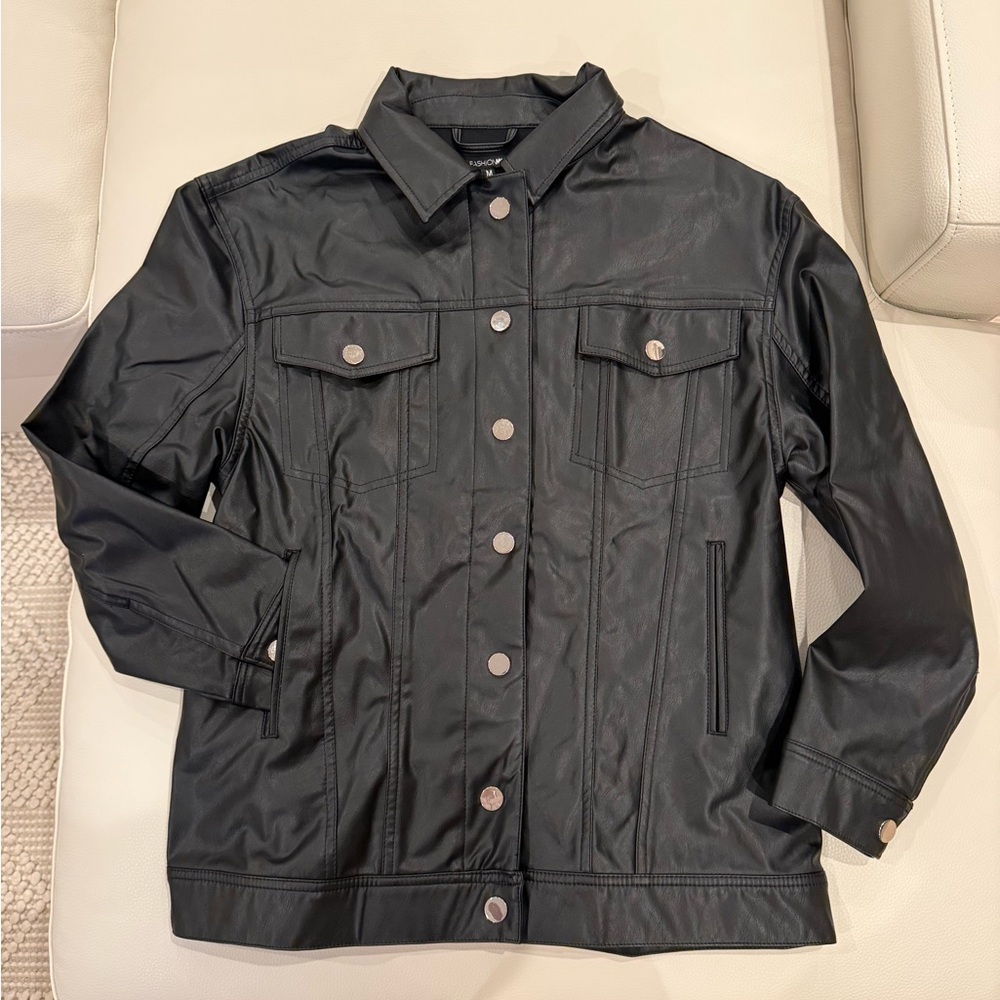 Fashion Nova  Black Faux Leather Jacket